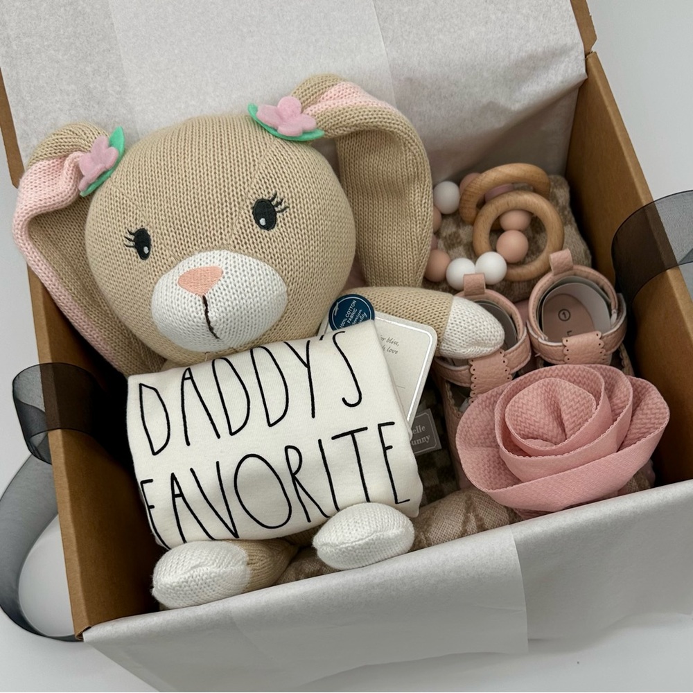 Blush & Bloom 9 Pc Luxury Baby Gift Box | Curated Girl Newborn Keepsake Set